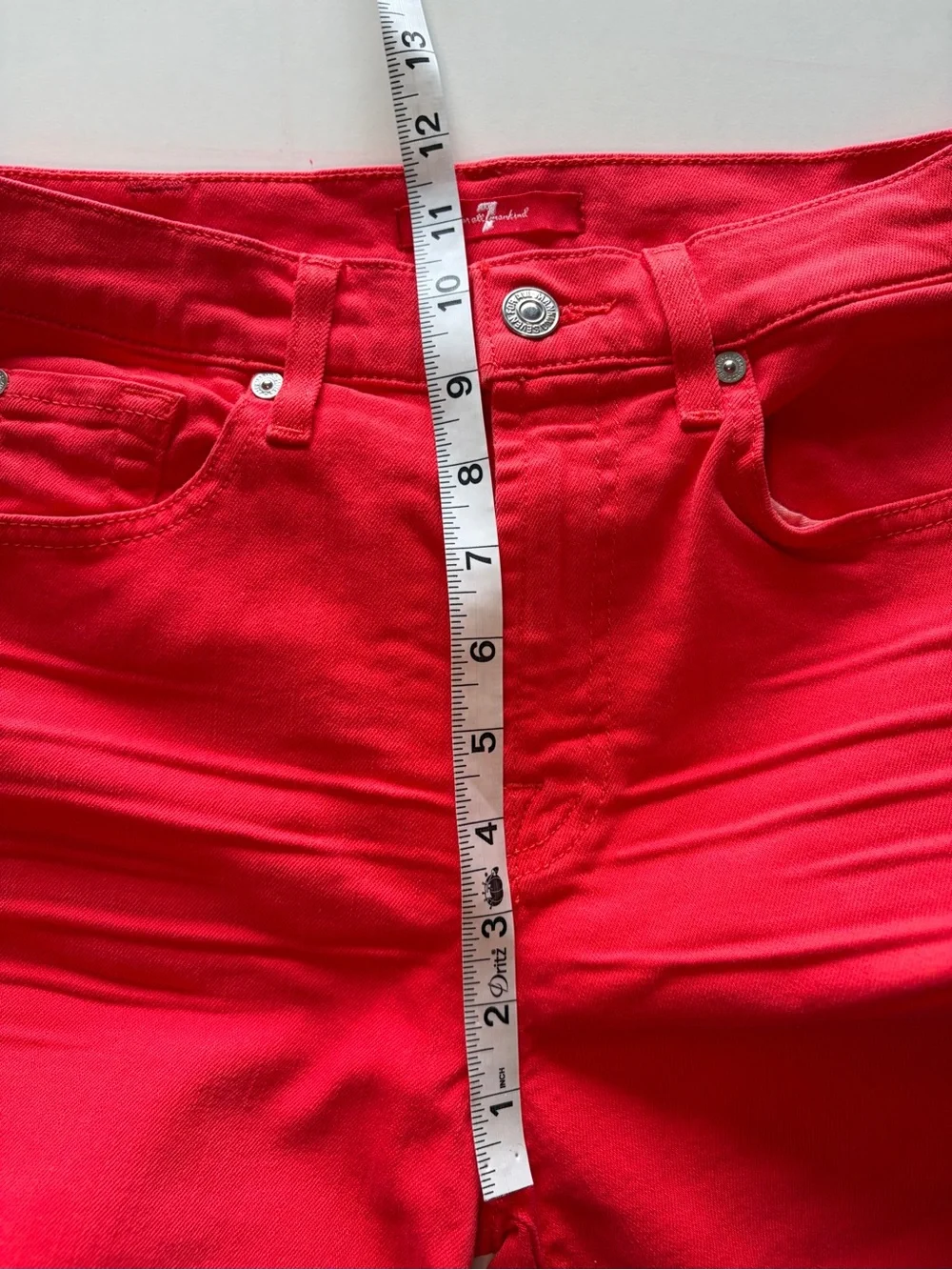 7 for all mankind red wide leg cropped denim jeans high rise women’s size 26 - Picture 4 of 9